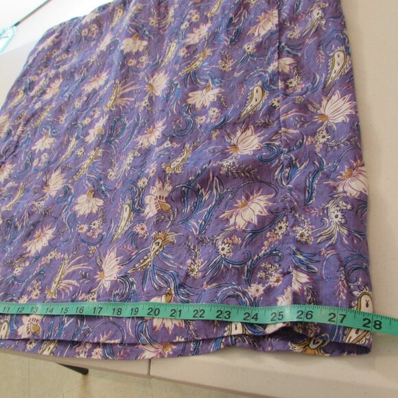 J Jill Linen Purple Floral Shift Dress Pockets Midi Large - Picture 12 of 16